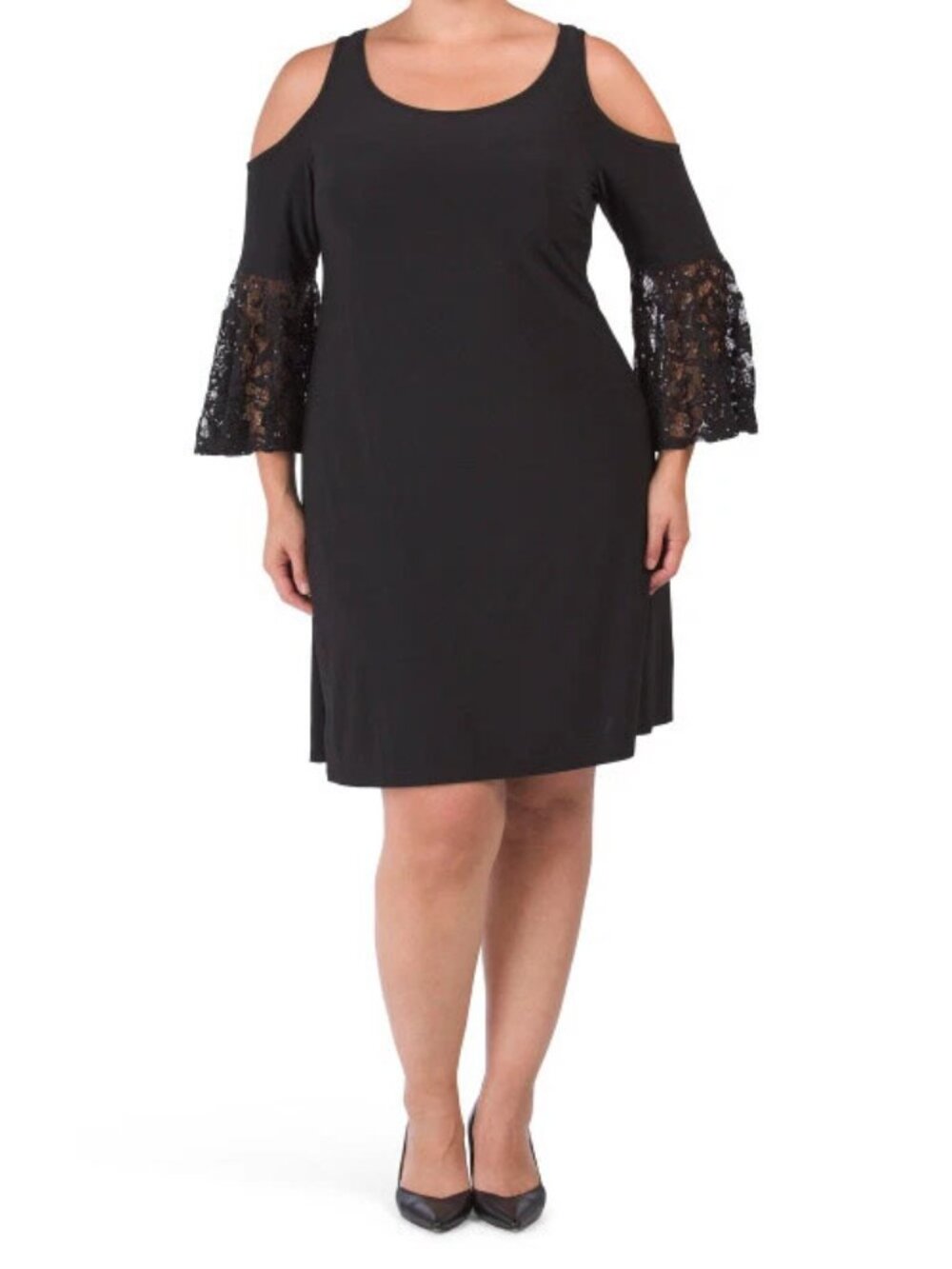 R&M Richards Women’s 22W Cold Shoulder Sequin Lace Dress Black NWT 8942W